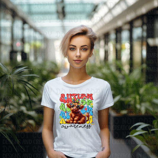 Autism Awareness Highland Cow