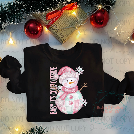Baby It's Cold Outside Pink Snowman