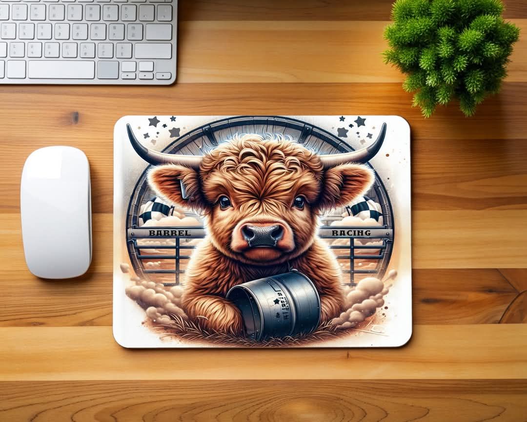 Barrell Racing Highland Cow Mouse Pad