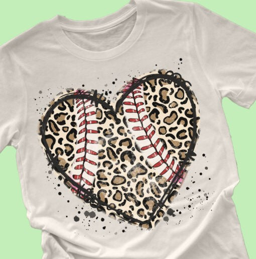 Baseball Heart with Leopard and Seams