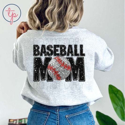 Baseball Mom in Faux Sequin