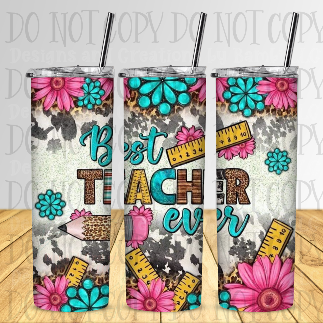 Best Teacher Ever 20 oz Sublimation Tumbler