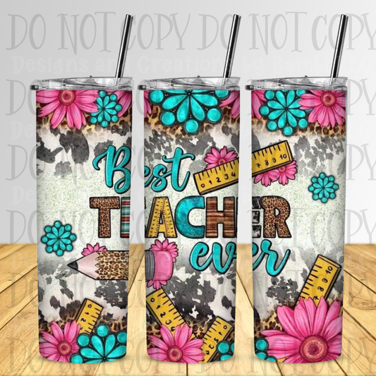 Best Teacher Ever 20 oz Sublimation Tumbler