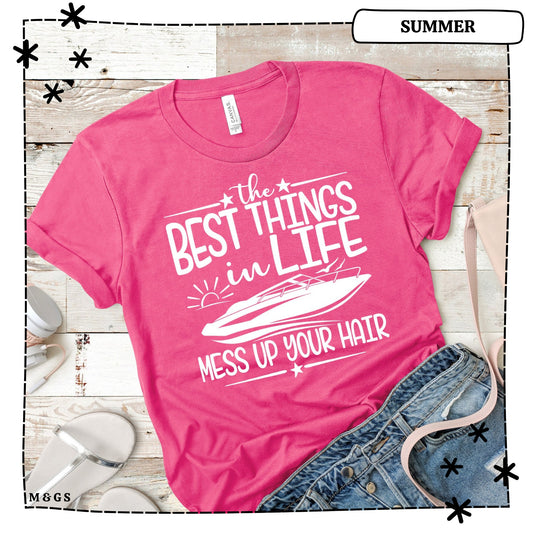 Best Things Mess Up Hair Boat White Ink