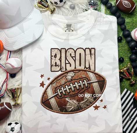 Bison Faux Embroidery Football