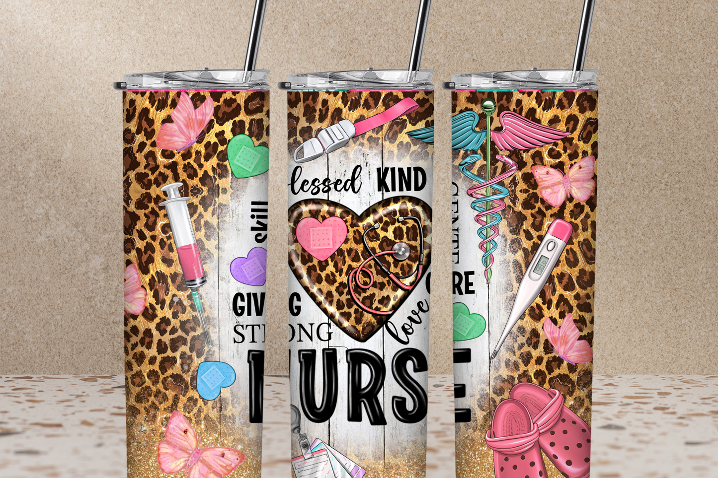 Blessed-Kind-Loving Leopard Nurse Tumbler