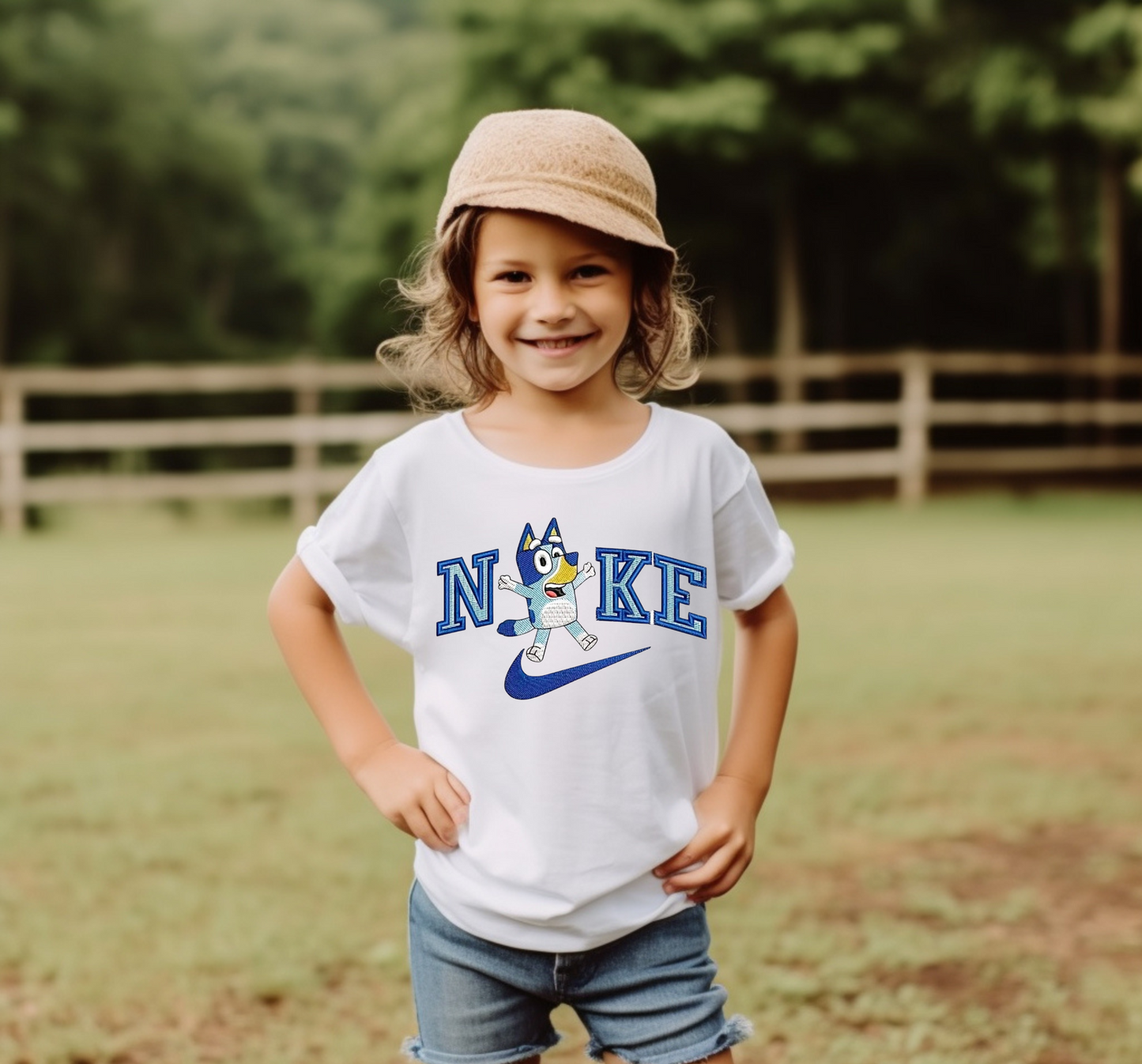 Blue Dog Faux Embroidered Swoosh