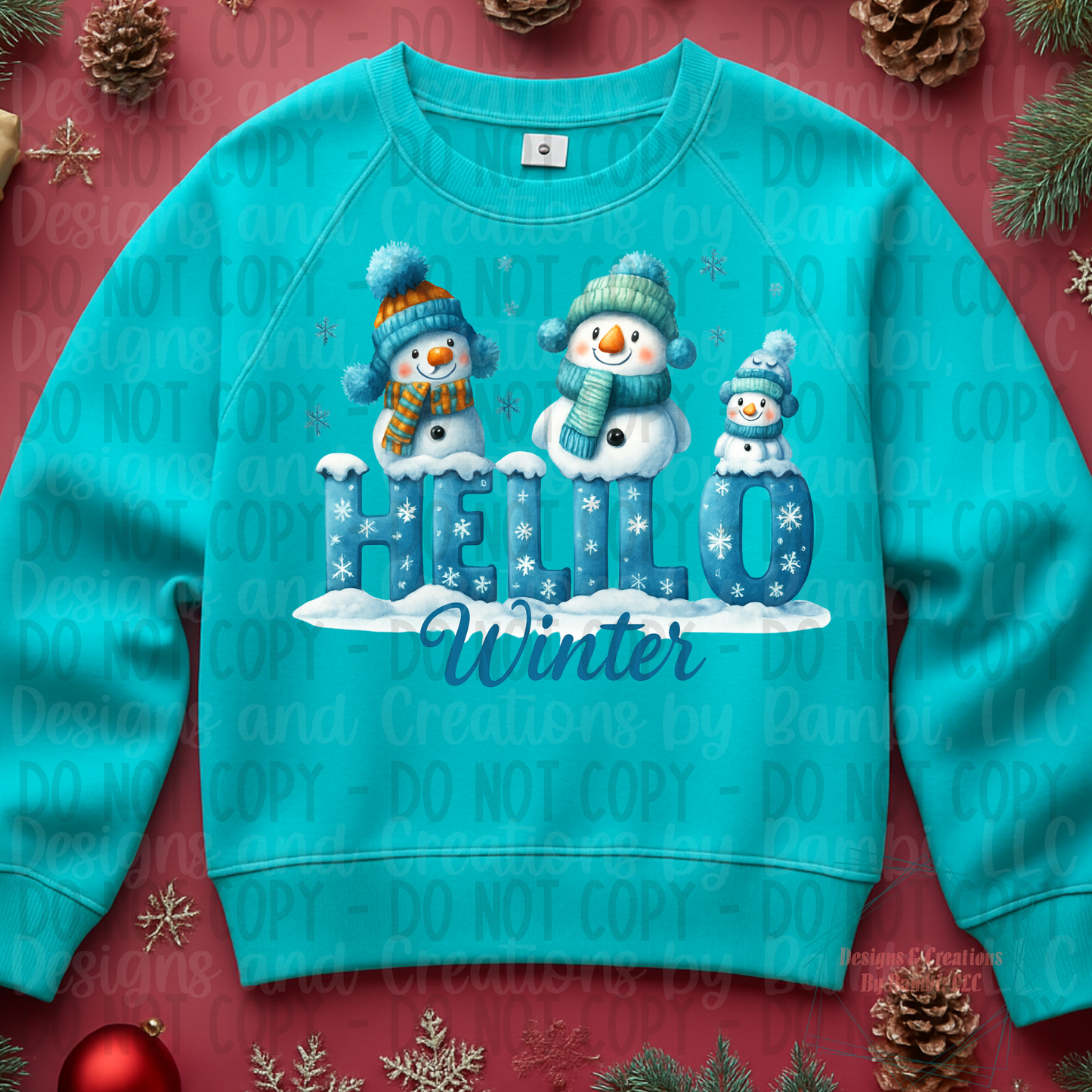 Blue Hello Winter Snowmen