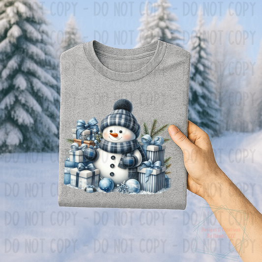 Blue Snowman and Presents