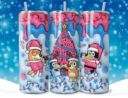 Bluey Christmas Inflated Sublimation Tumbler