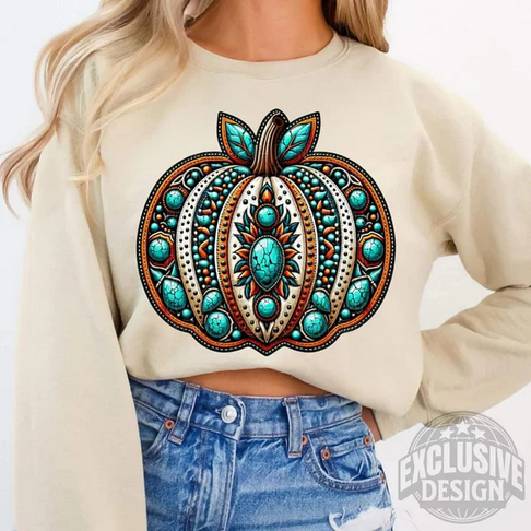 Boho Pumpkin with Turquoise Stones