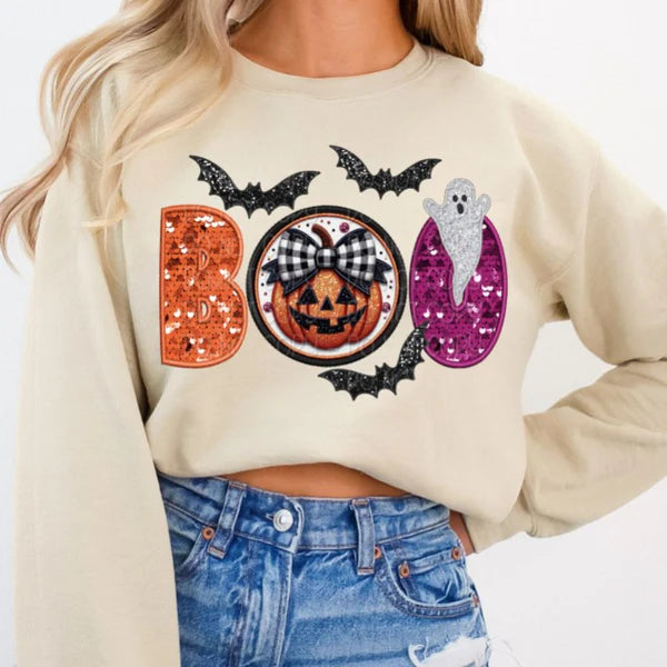 Boo Sequin with Pumpkin "O"