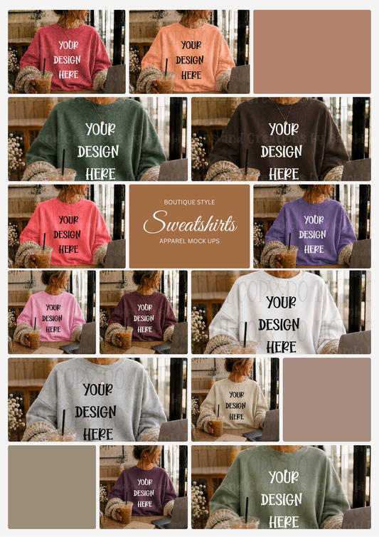 Boutique Style Sweatshirt Apparel Mock Ups (Gildan and Comfort Color Brand)