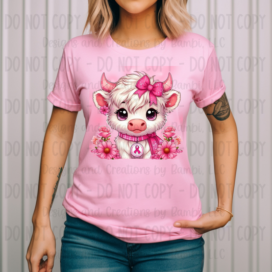 Breast Cancer Highland Cow