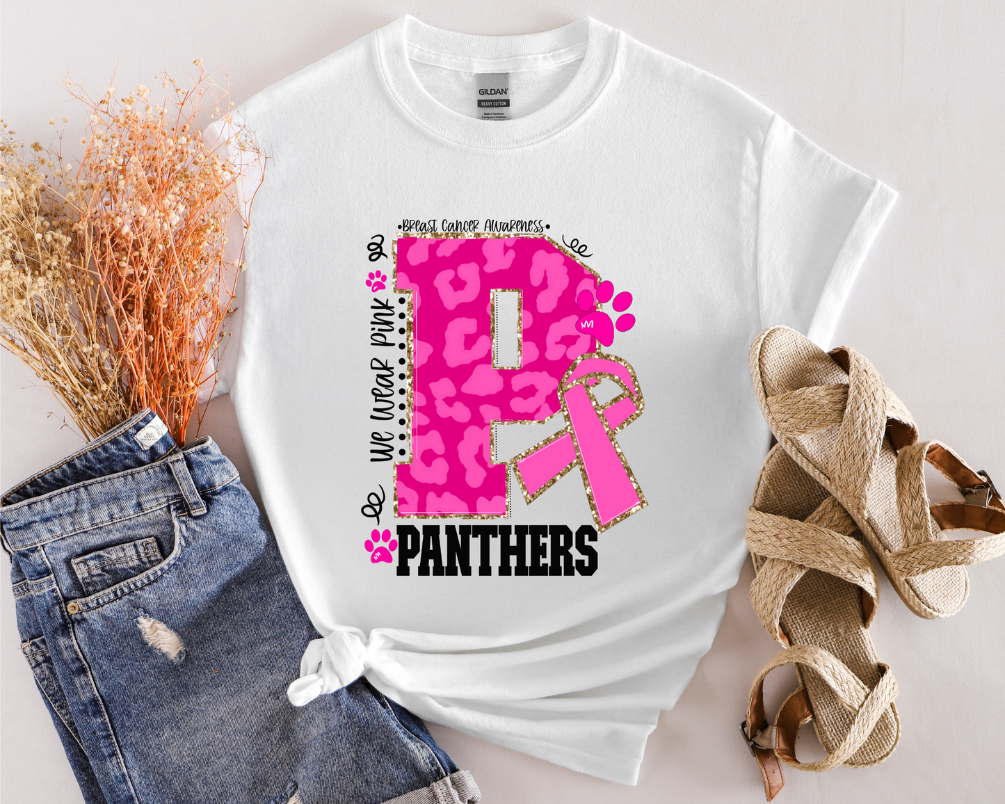 Breast Cancer and Westwood Panthers Completed Shirt