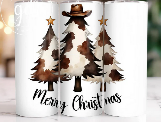 Brown and White Christmas Trees Sulimation Tumbler