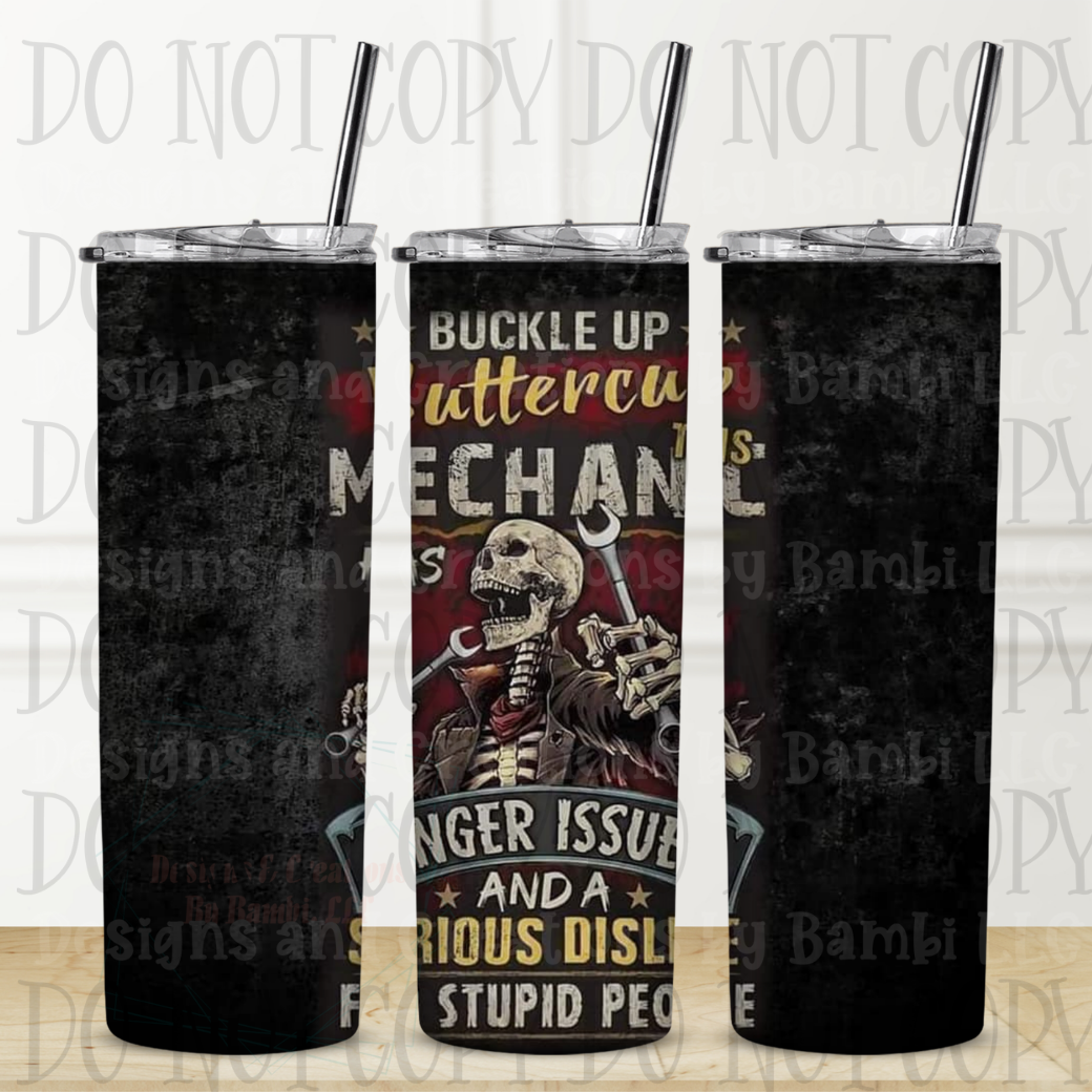 Buckle Up Mechanic 20 oz Sublimation Tumbler