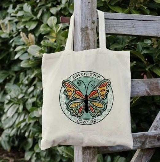 Butterfly Never Give Up Book Bag