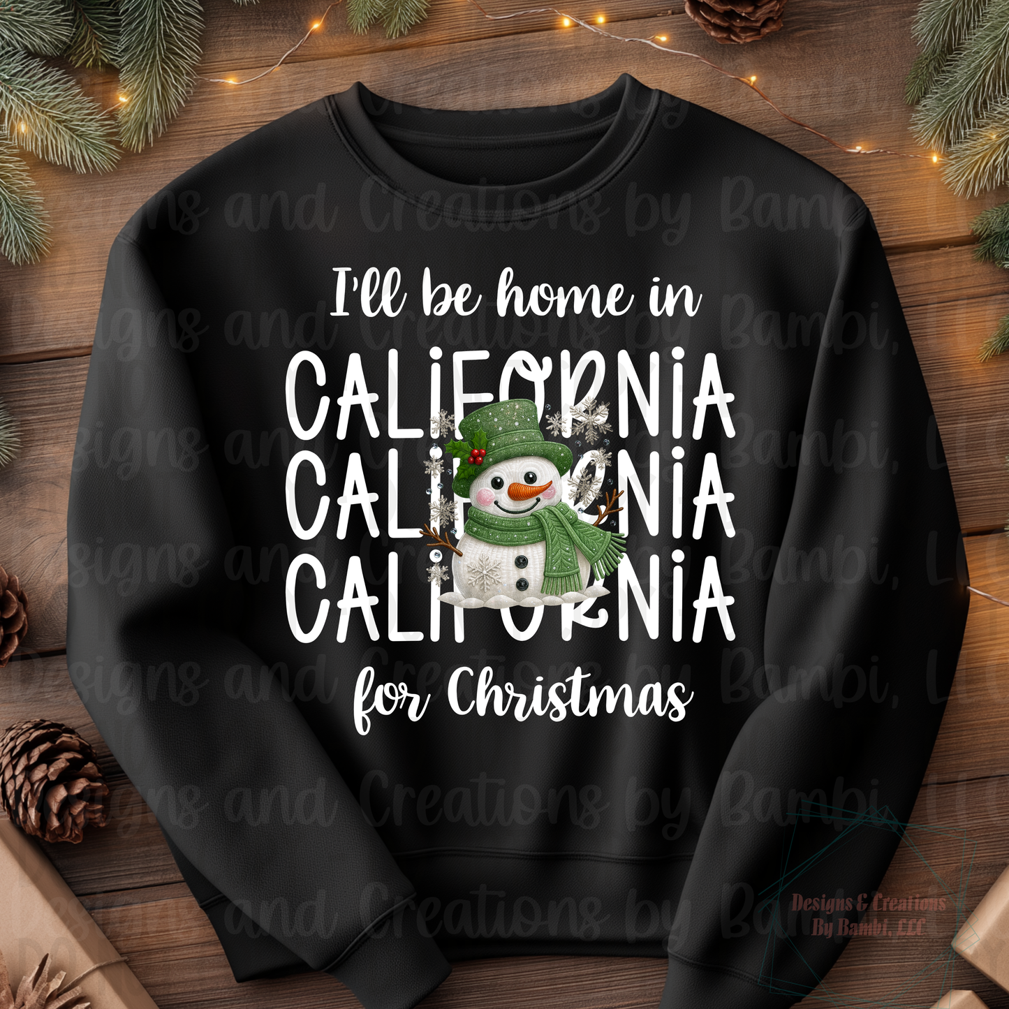 I'll Be Home in States Sage Snowman with White Font Collection