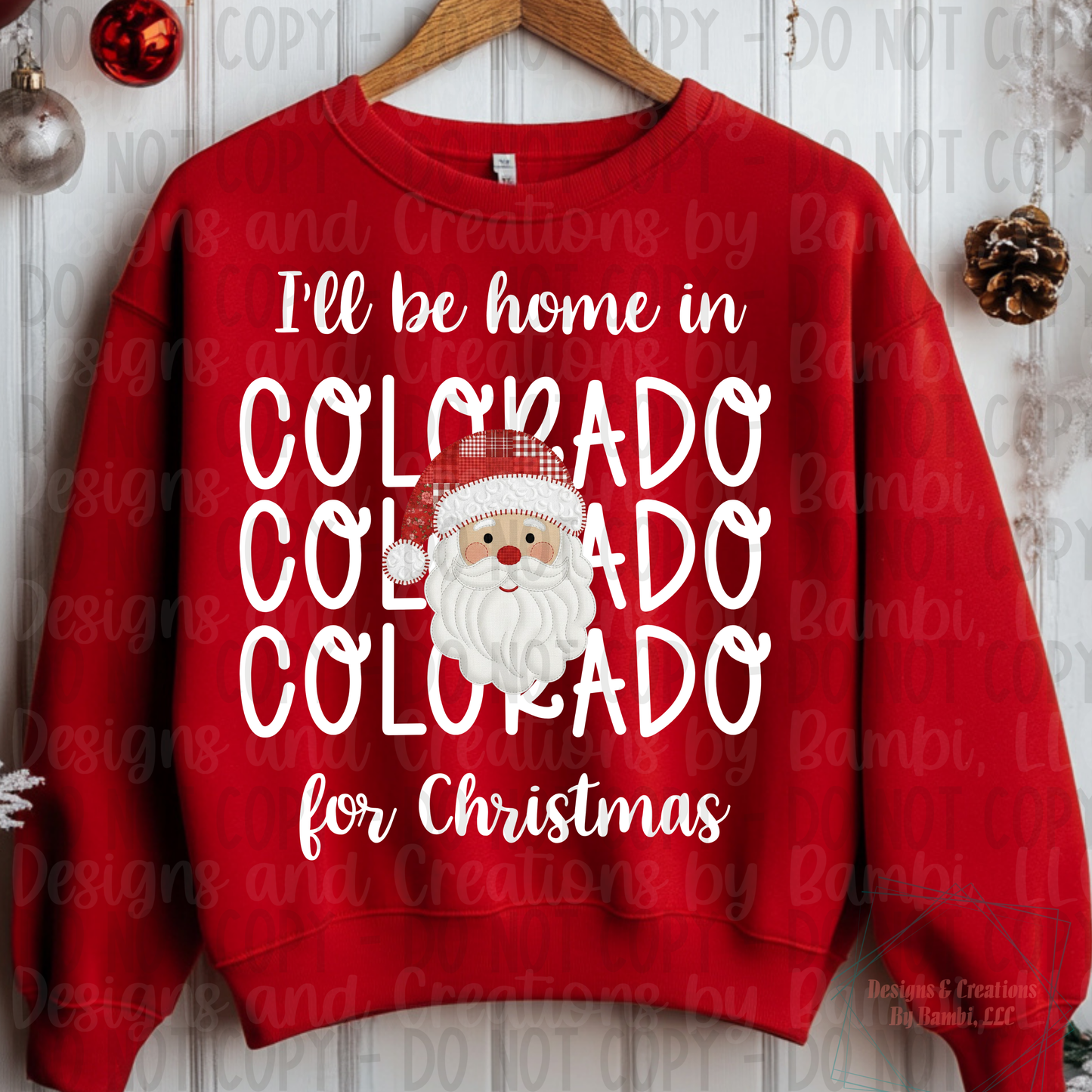 I'll Be Home in States Santa Face with White Font Collection