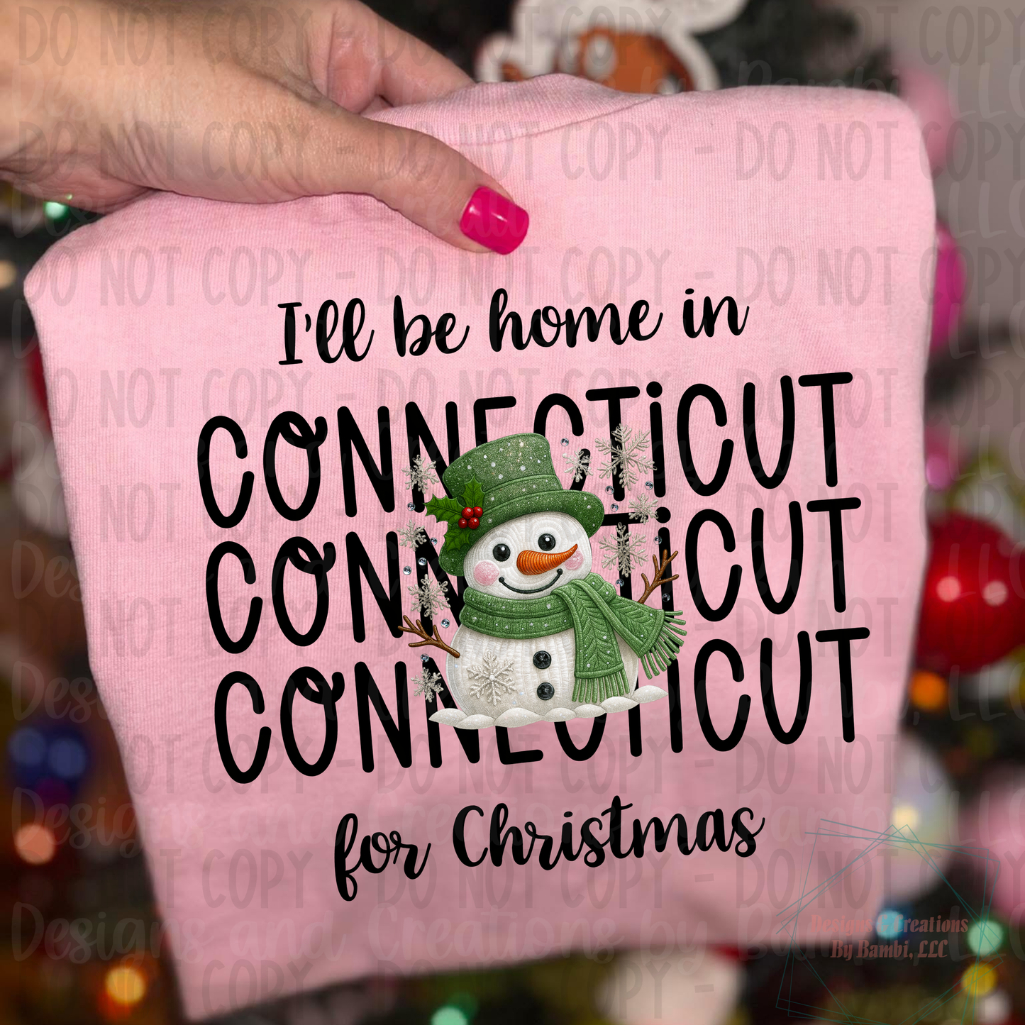 I'll Be Home in States Sage Snowman with Black Font Collection