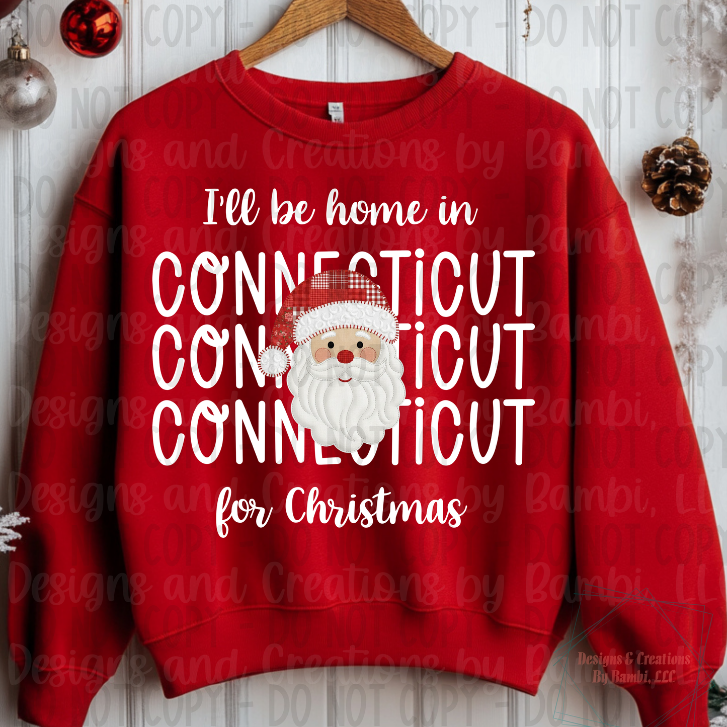 I'll Be Home in States Santa Face with White Font Collection