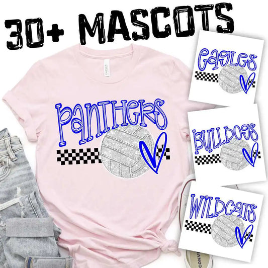 CUSTOM Mascot Glitter Volleyball on Checks Collection