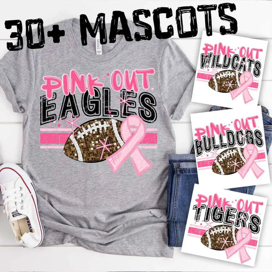 CUSTOM Mascot Pink Out Faux Sequin Football Collection