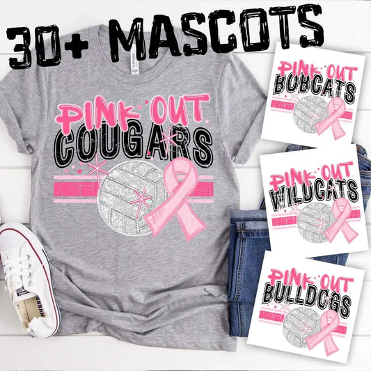 CUSTOM Mascot Pink Out Faux Sequin Volleyball Collection
