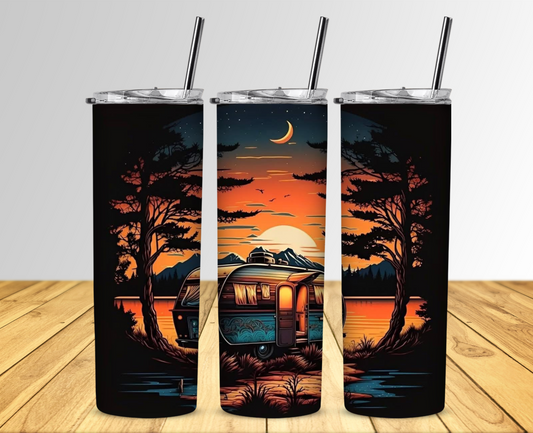 Camper in Sunet Sublimation Tumbler