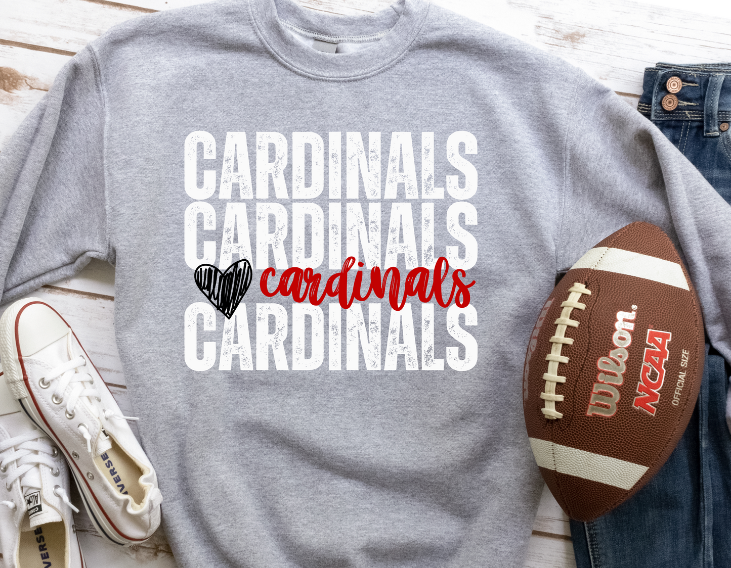 Cardinals Stacked Distressed Font