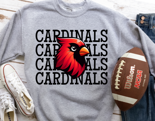 Cardinals Stacked with Cardinal Mascot