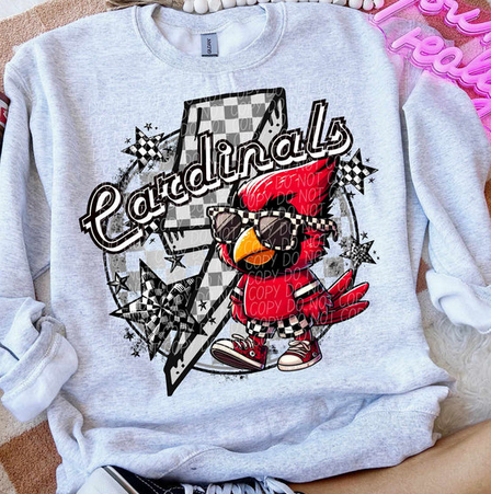 Cardinals Checkered Glasses Lightening Bolt