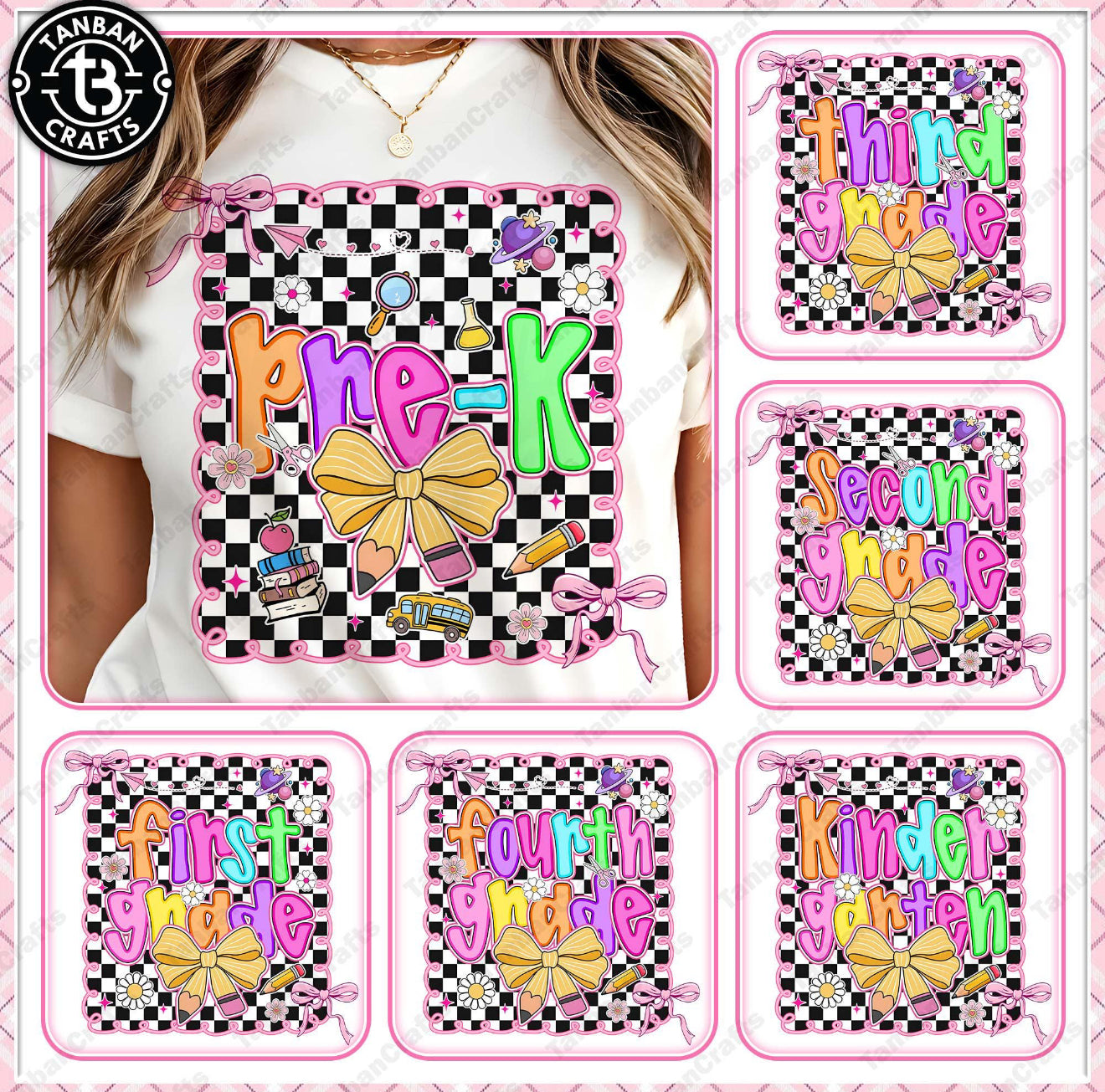 Checkered Neon Grades Pre K Through Fourth Grade Collection