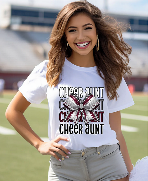 Cheer Aunt (Maroon) Bow