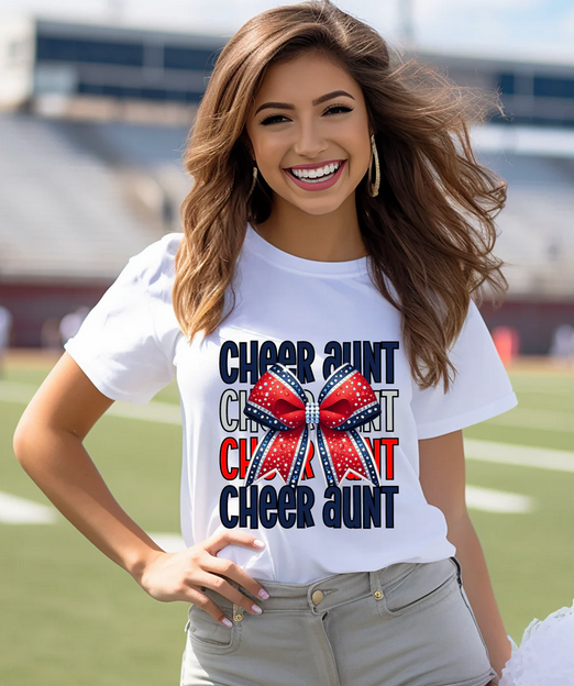 Cheer Aunt (Red/Blue) Bow