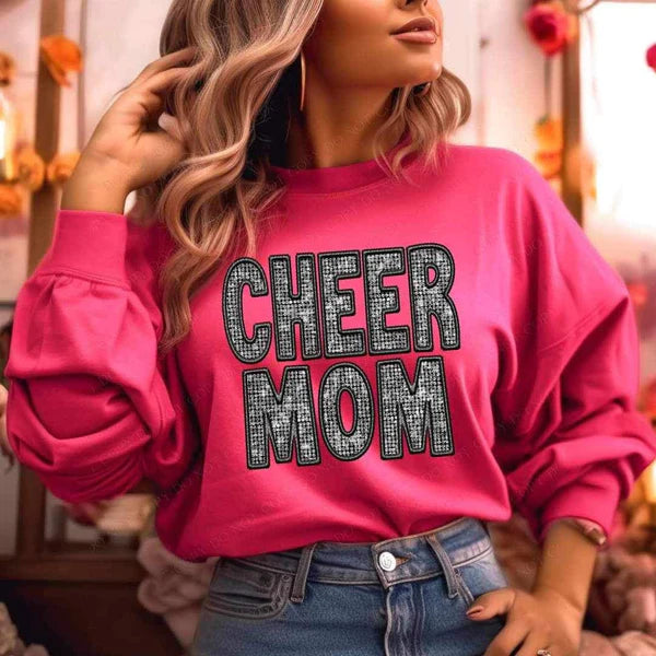 Cheer Mom in Faux Embroidery/Sequin