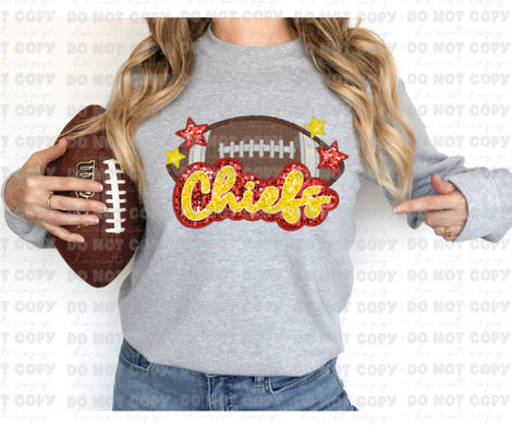 Game Time- Chiefs Faux Glitter Embroidery