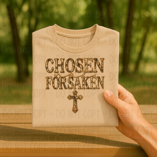 Chosen Not Forsaken Faux Embroidery with Cross Camo