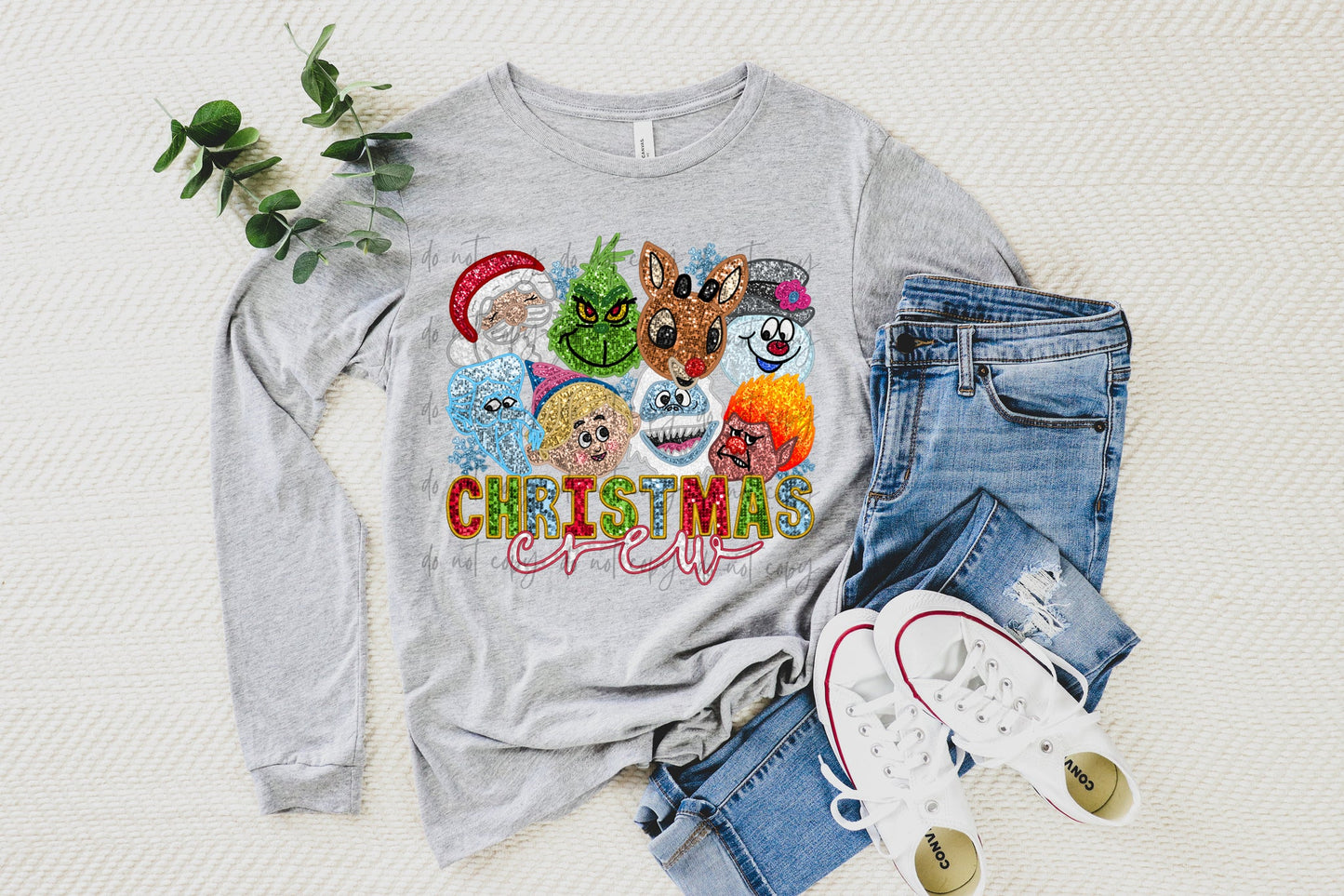 Christmas Crew Faux Embroidery/Sequin