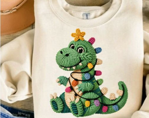 Christmas Crochet Yarn Dinosaur