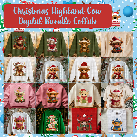 Christmas Highland Cow Digital Bundle Collab