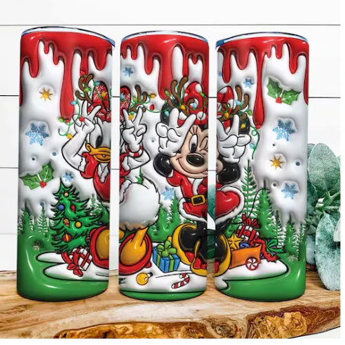 Christmas Mouse and Duck Inflated Sublimation Tumbler