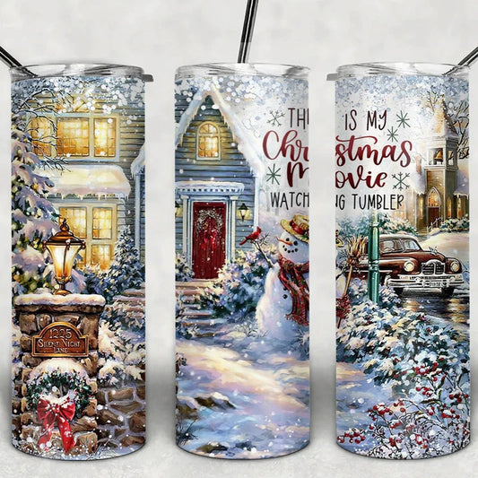 Christmas Movie Watching Sublimation Tumbler