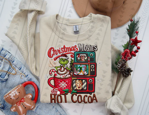 Christmas Movies and Hot Cocoa Faux Embroidery