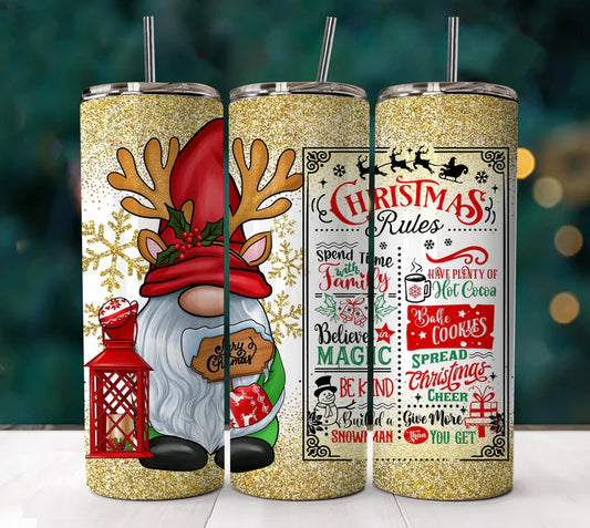 Christmas Rules Gnome Sublimation Tumbler