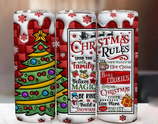 Christmas Rules Inflated 20 oz Sublimation Tumbler