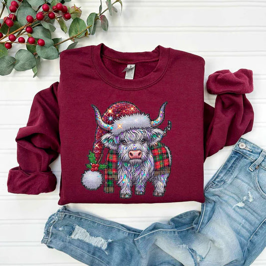 Sparkle Christmas Highland Cow