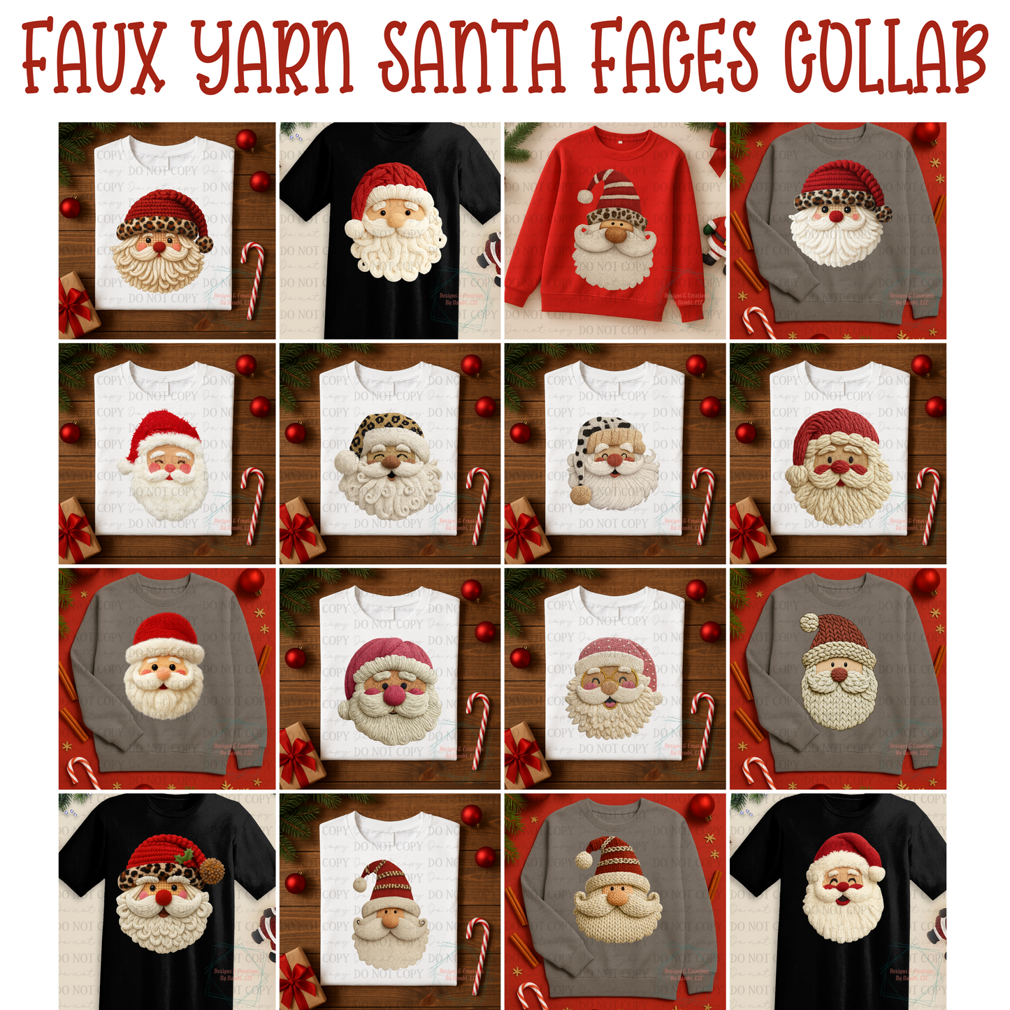 Faux Yarn Santa Faces Collab Bundle Collection