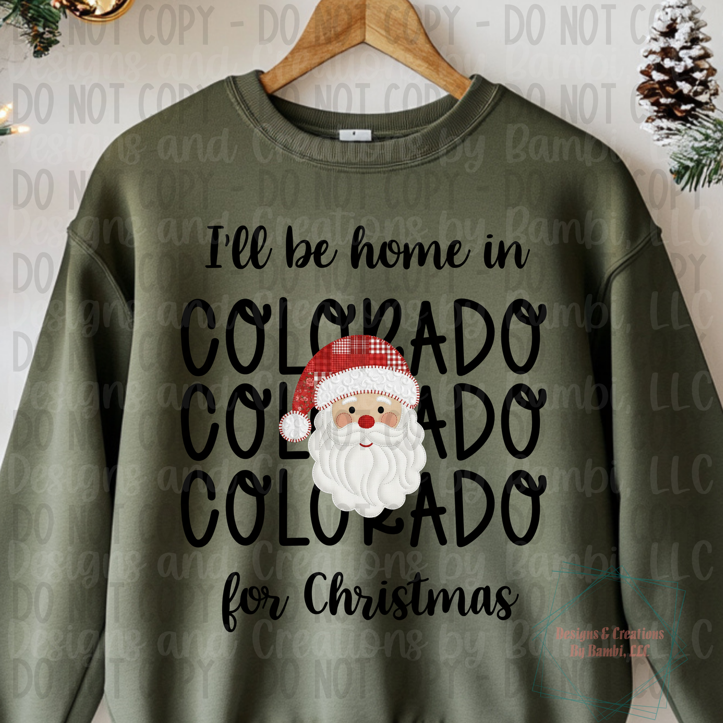 I'll Be Home in States Santa Face with Black Font Collection